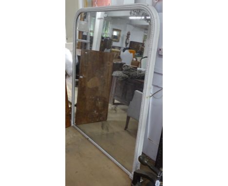 A large Victorian painted over-mantel mirror, carved decoration, overall width 147cm, height 156cm 