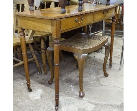 A Victorian mahogany 2-drawer side table, and a cane-seated stool (2) 