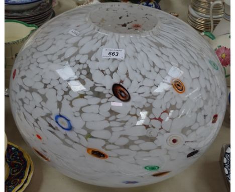 A large mottled glass ceiling light bowl/ornament, 17" diameter 