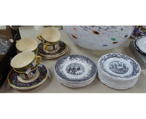 2 sets of French plates and sarreguemines cups and saucers 
