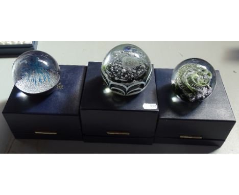 3 boxed Caithness paperweights, North Sea and Nomad with certificates, and Whirlpool no. 1/1 