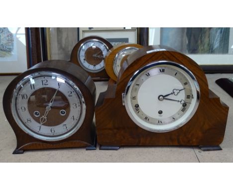 A Smiths walnut-cased mantel clock, and a Smiths oak-cased 2-train mantel clock 