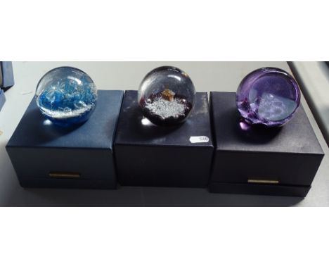 3 boxed limited edition Caithness paperweights - Spindrift, Asteroid, and Atlantis 