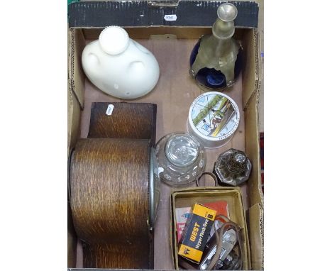 Mantel clock, plated sifter etc 