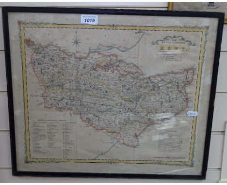 A 19th century hand coloured map, study of Kent, published by H G Collins, framed 