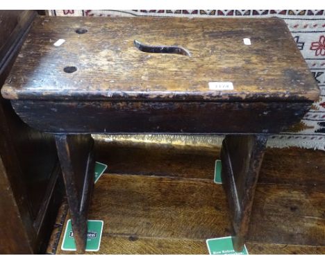 An Antique stained pine stool, W51cm 