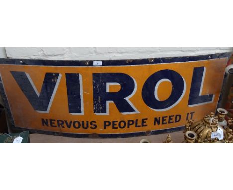 A Vintage enamel advertising sign "Virol - Nervous People Need It", length 46" 