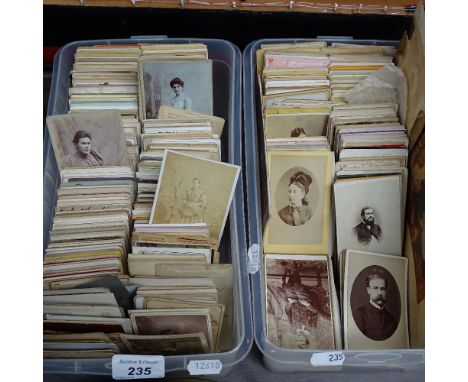 2 boxfuls of early 20th century Studio portrait cards, unframed prints etc 