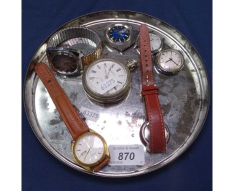 3 gentleman's Timex wristwatches, a chrome plated pocket watch by Waltham's etc 