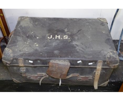 A Vintage leather suitcase, W73cm 