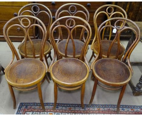 Josias Eissler &amp; Sohne, Vienna, a set of 6 19th century bentwood chairs, after Thonet no. 19, with angels wingback and pa