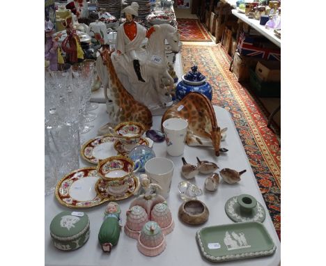 Royal Albert Lady Hamilton cups and saucer plates, Vintage paperweight, USSR giraffes, Staffordshire figure etc 