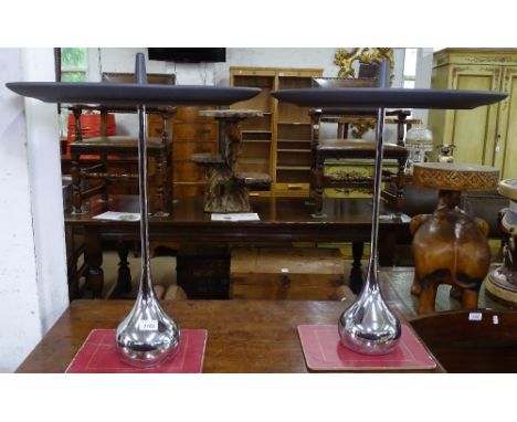 A pair of Baleri Italia Celine coffee tables, by Denis Santachiara, on heavy chrome teardrop base, with integral bud vase, mo