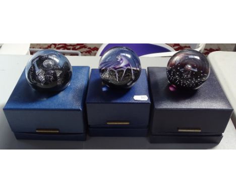 2 boxed Caithness paperweights with certificates - Black Gem and Illusion, and another 757/1000, and another limited edition 