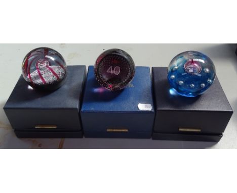 3 limited edition Caithness paperweights - Marooned with certificate, 40, and Space Traveller with certificate 