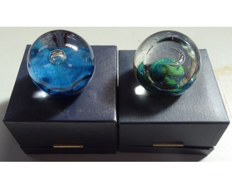 2 boxed limited edition Caithness paperweights, Moonprobe and 1st Quarter 
