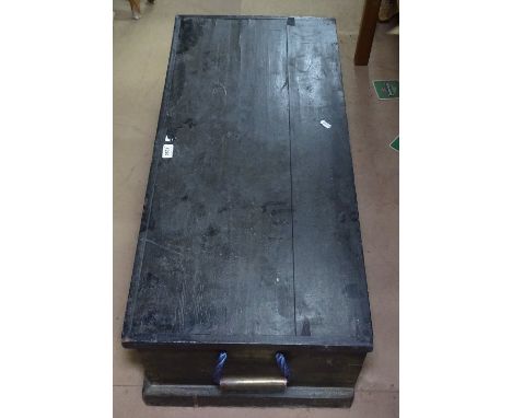 A Victorian painted pine toolbox and contents 