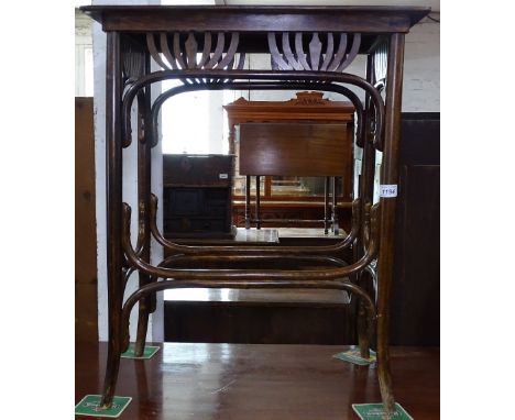 A bentwood occasional table, possible J&amp;J Kohn with remains of paper label to the underside, W57cm 