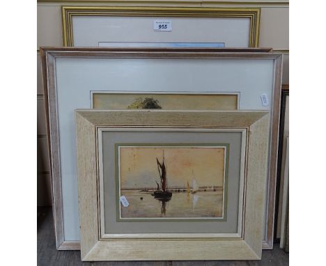 Graham Walters, watercolour, Thames sailing barge, Patrick Johnson, pair of watercolours and another 