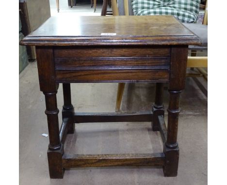 1920s oak joint stool on turned legs, W45cm 
