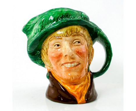 Green hat, brown coat, yellow scarf.Arriet is a coster of costermonger, a cockney woman who sold fruits and vegetable from a 