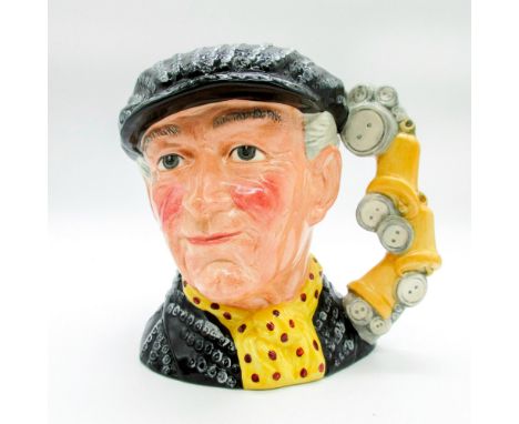 Black cap and jacket with silver buttons, yellow scarf with red polka-dots.Series: The London Collection. Royal Doulton backs