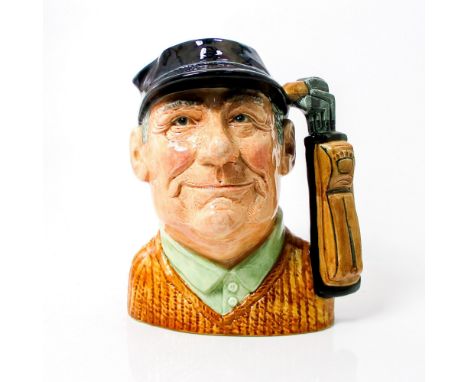 Style One, Variation One. Blue cap, brown sweater, tan shirt, light brown golf bag.This Golfer character jug was modeled in t