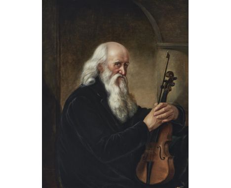 ATTRIBUTED TO JULIUS SCHNEIDER (GERMAN 1824-1879) PORTRAIT OF MAN WITH A VIOLIN Oil on canvas Signed and dated '1851' (lower 