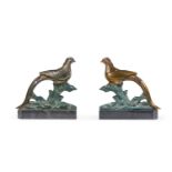 A PAIR OF COLD PAINTED BRONZE CHINESE PHEASANTS