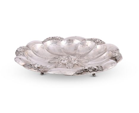 A HUNGARIAN SILVER COLOURED SHAPED CIRCULAR BOWL  POST 1937 .800 STANDARD, MAKER'S MARK BA The circular lobed bowl with chase