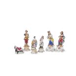 A GROUP OF SIX VARIOUS PARIS PORCELAIN FIGURES OF JACOB PETIT TYPE, 19TH CENTURY