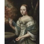 WALLERANT VAILLANT (DUTCH 1623-1677), PORTRAIT OF A YOUNG WOMAN IN WHITE DRESS AND GREEN SHAWL