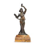 AFTER EMILE BRUCHON- A BRONZE FIGURE OF A WOMAN IN DIAPHANOUS ROBES