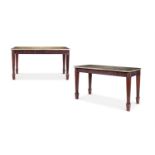 A PAIR OF CARVED MAHOGANY GEORGE III STYLE SIDE TABLES