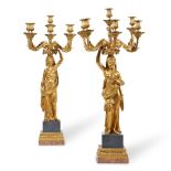 ALFRED BEURDELEY- A SUBSTANTIAL PAIR OF GILT BRONZE CANDELABRA AFTER FRANÇOIS REMOND