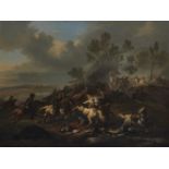 JAN VAN HUCHTENBURGH (DUTCH 1647-1733), BATTLE SCENE WITH MOUNTED COMBAT BETWEEN IMPERIAL TROOPS
