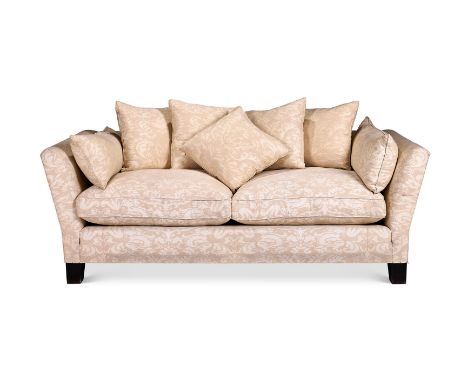 A CREAM UPHOLSTERED TWO SEAT SOFA MODERN 73cm high, 198cm wide, 91cm deep  Condition Report:  Tears and unstitching to right 