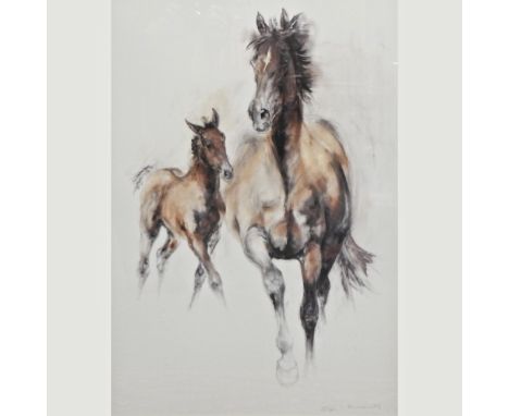 Lydia Kiernan, contemporary, Mother with foal, limited edition print, 282/500, 70 x 48cm