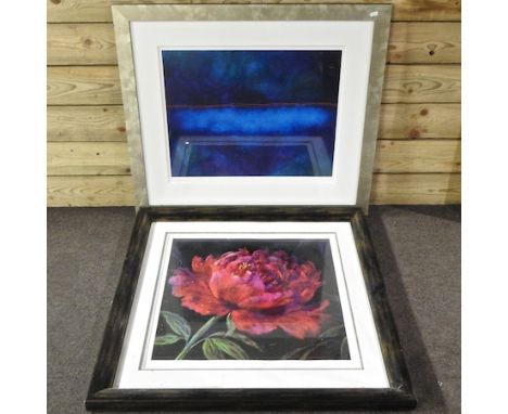 An abstract limited edition print, 61 x 61cm, together with another