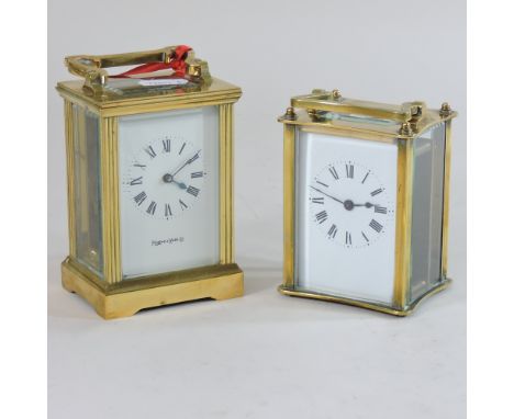 A French brass cased carriage clock, together with another by Mappin and Webb, 14cm high overall