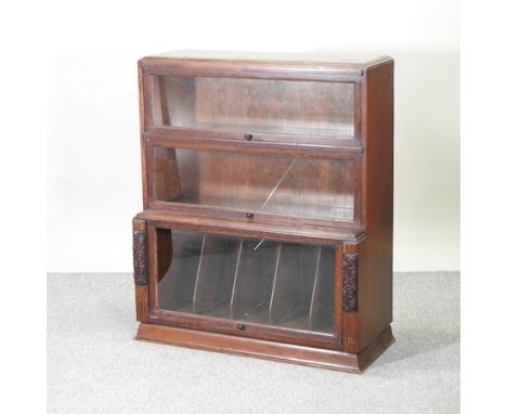 A Globe Wernicke style oak triple bookcase, 90cm 