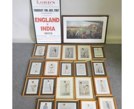 George H Barrable, England v Australia, Lords Cricket Ground c 1886, limited edition print 41/850, 61 x 97cm, together with a