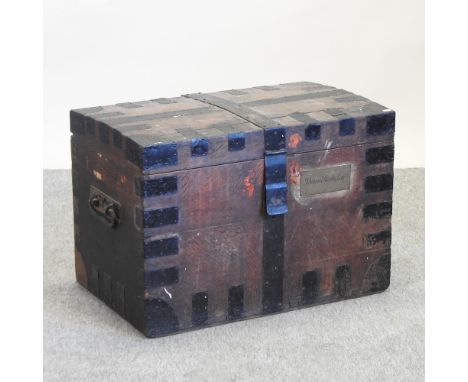 A 19th century metal bound oak trunk, 80cm