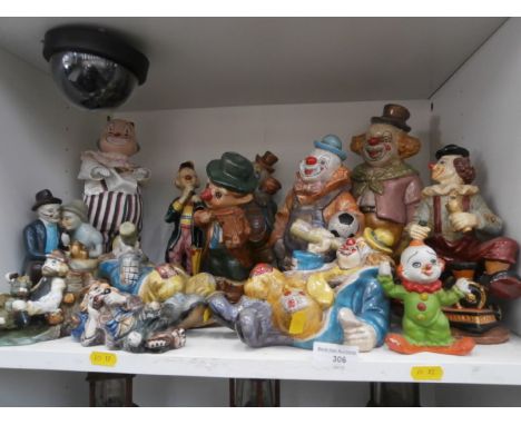 shelf of clown figures