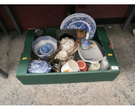 box of collectable pottery inc sylvac etc