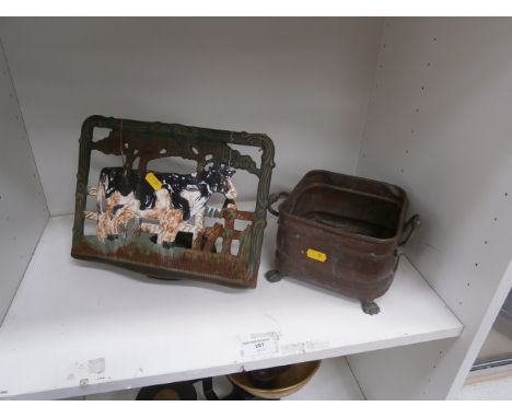copper planter & cast iron book stand