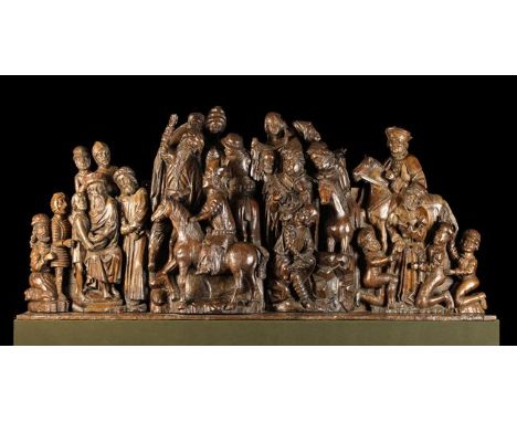 A Large & Impressive Carved Oak Altar Piece, attributed to the Lower Rhine area, 15th/Early 16th Century & later.  The piece 