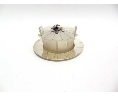 A VICTORIAN SILVER AND GLASS BUTTER DISH ON STAND by H Wilkinson & Co, Sheffield 18--, the frosted circular glass 'tub' dish 