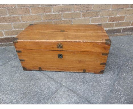 A METAL BOUND CAMPHOR TRUNK 69.5cm wide 34cm deep 30.5cm high