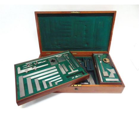 A COLLECTION OF ENGINEERING TOOLS in a fitted mahogany case.